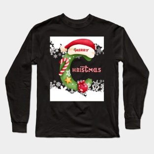 Merry Christmas with a large letter "C" Long Sleeve T-Shirt